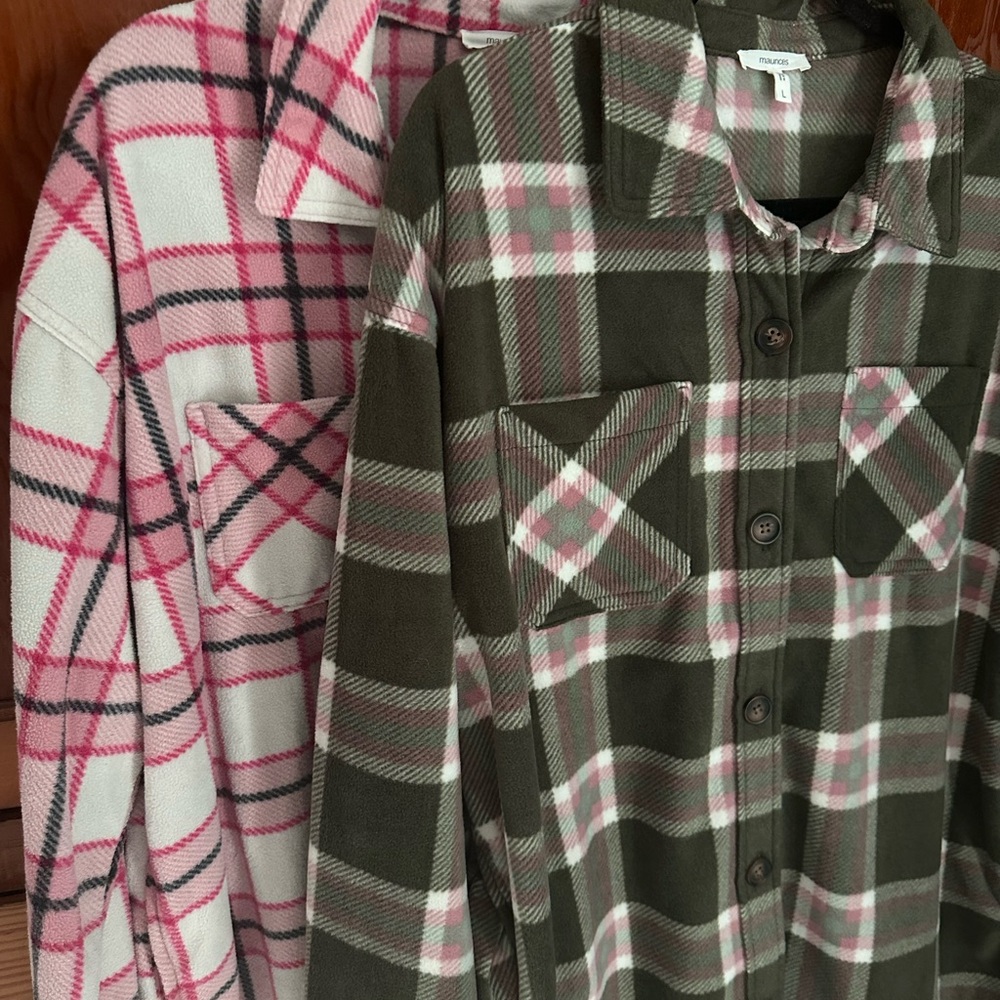 Maurices Pink and Green Plaid Fleece Flannel Bundle